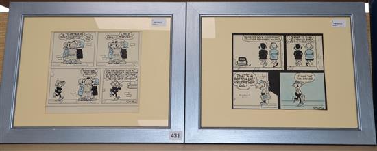 Reg Smythe (1917-1998), two pen and ink Andy Capp four-panel strips cartoons, signed, 21 x 23cm